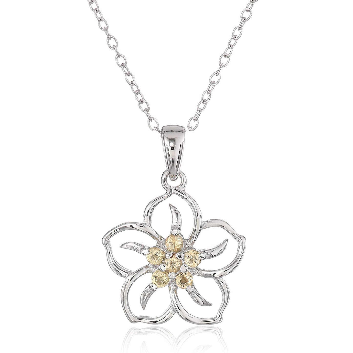 S925 Flower Moissanite Pendant Necklace Yellow