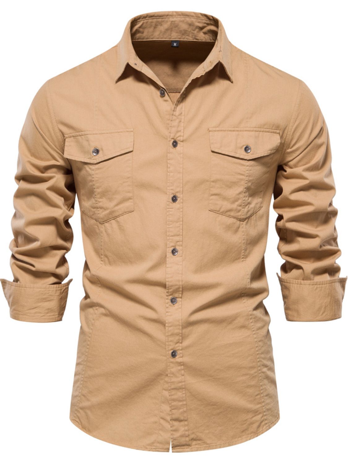 Men's Button Down Collared Neck Shirt Tan