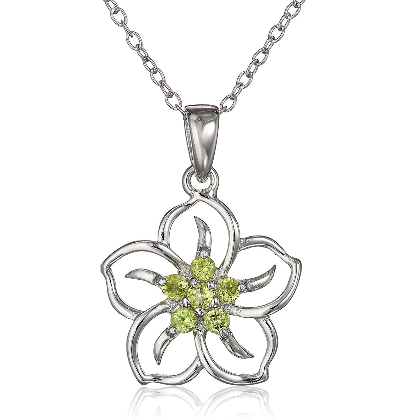 S925 Flower Moissanite Pendant Necklace Green