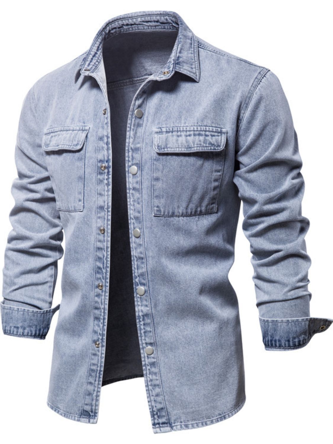 Men's Button Down Chest Pocket Denim Jacket Light