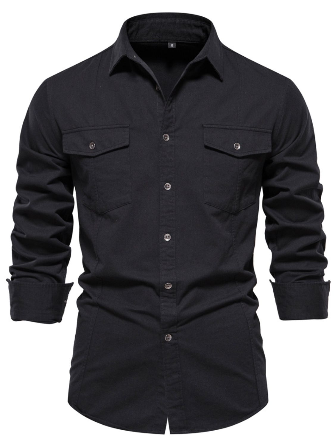 Men's Button Down Collared Neck Shirt Black
