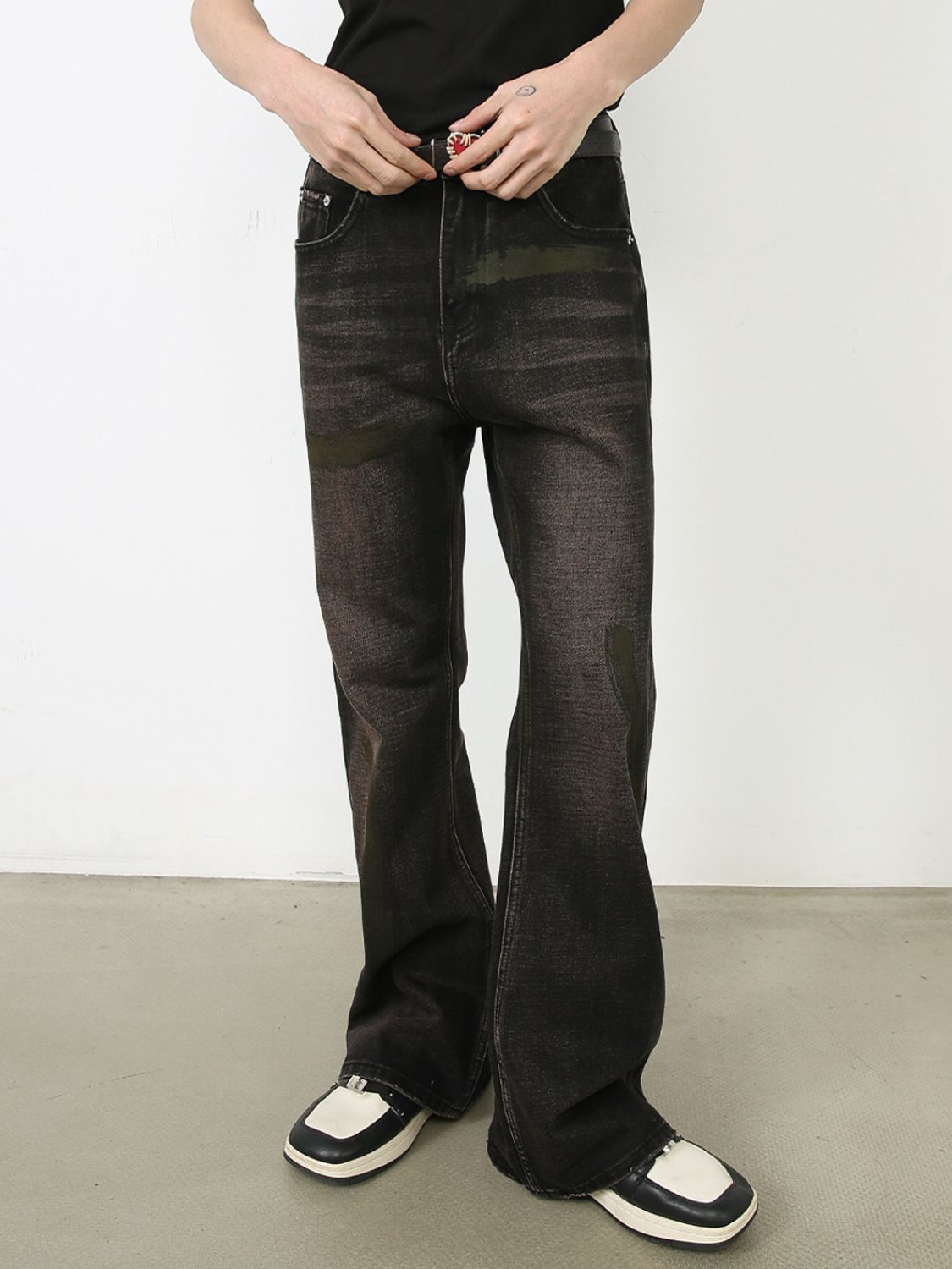 Men's Mid Rise Jeans with Pockets Dark