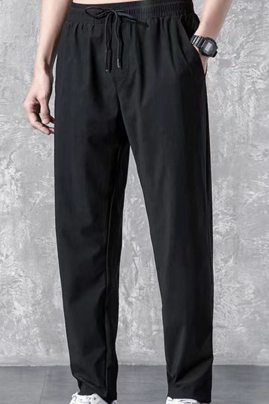 Men's Plus Size Drawstring Pants with Pockets Black