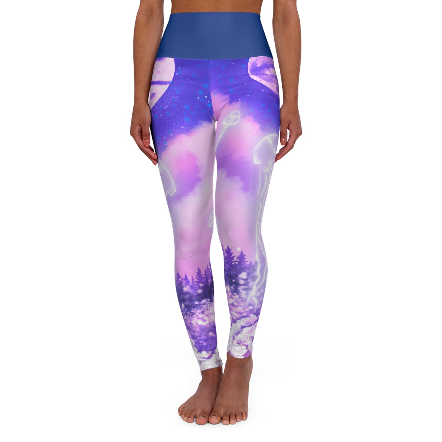 Celestial High Waisted Yoga Leggings | Cosmic Jellyfish Design | Perfect for Active Lifestyle