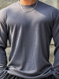 Men's Plus Size Round Neck Long Sleeve T-Shirt Dark Gray