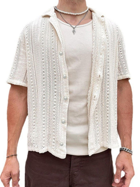 Men's Full Size Button Down Short Sleeve Shirt Plus Size White