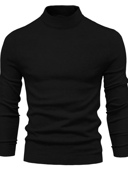 Men's Mock Neck Long Sleeve Sweater Black