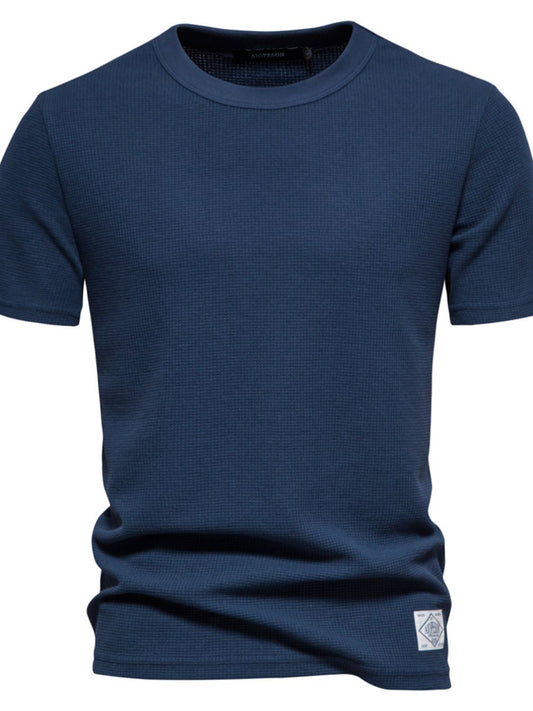 Men's Waffle-Knit Short Sleeve T-Shirt Navy