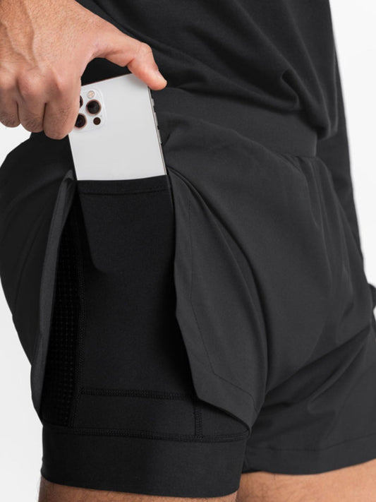 Men's Full Size Elastic Waist Active Shorts Plus Size Black