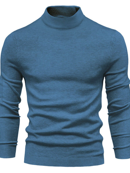 Men's Mock Neck Long Sleeve Sweater Peacock Blue