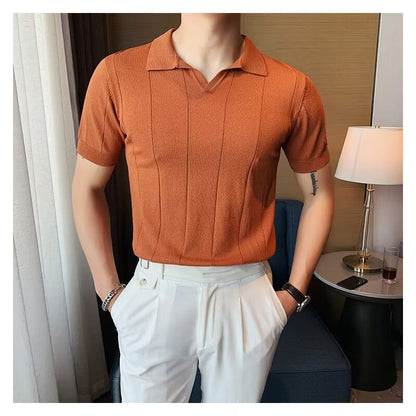 Men's Plus Size Collared Neck Short Sleeve Polo Orange XL