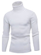 Men's Turtleneck Long Sleeve Ribbed Sweater White