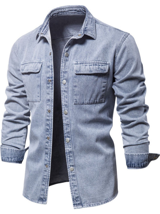 Men's Button Down Chest Pocket Denim Jacket Light