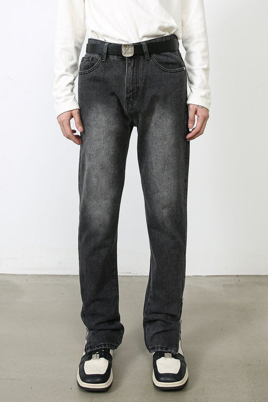 Men's Decor Zip Jeans with Pockets Dark