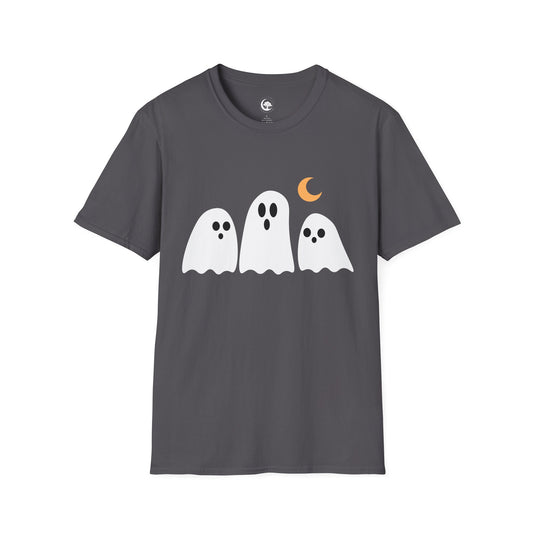 Ghostly Trio Unisex Softstyle T-Shirt | Perfect for Halloween Fun, Casual Wear, Gifts, Seasonal Events, Spooky Style