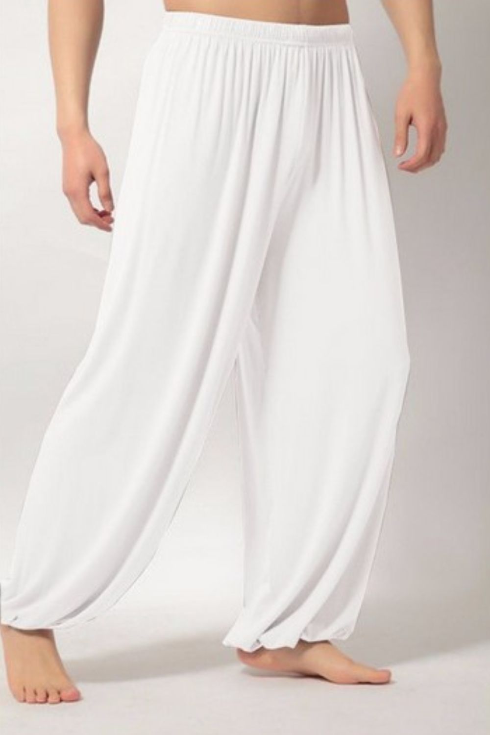 Men's Full Size Elastic Waist Pants Plus Size White