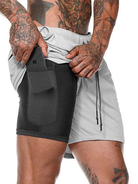 Men's Plus Size Drawstring Active Shorts Gray