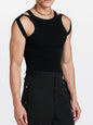 Men's Full Size Cutout Round Neck Tank Plus Size Black