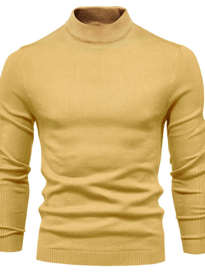 Men's Mock Neck Long Sleeve Sweater Gold