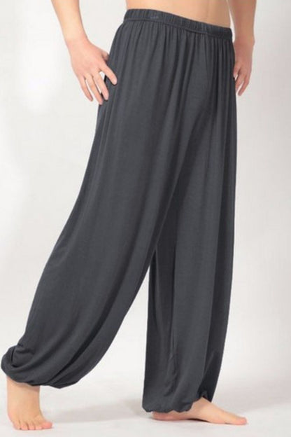 Men's Full Size Elastic Waist Pants Plus Size Dark Gray