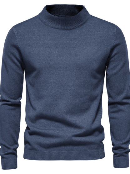 Men's Mock Neck Long Sleeve Sweater Dusty Blue