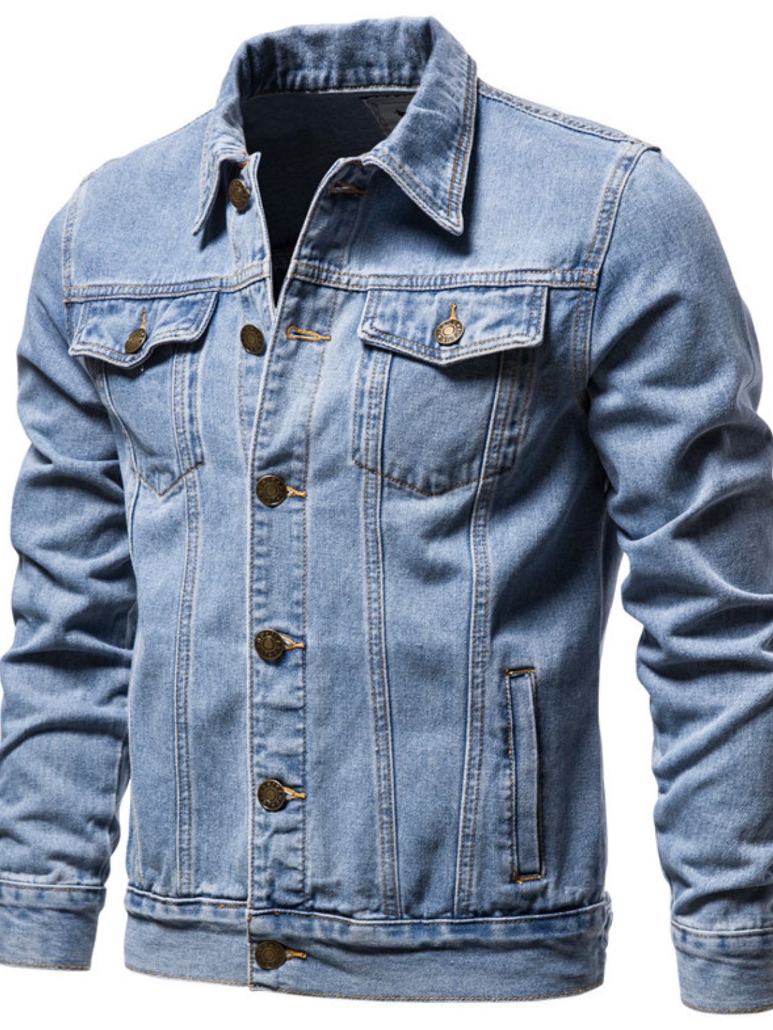Men's Button Down Long Sleeve Denim Jacket Light