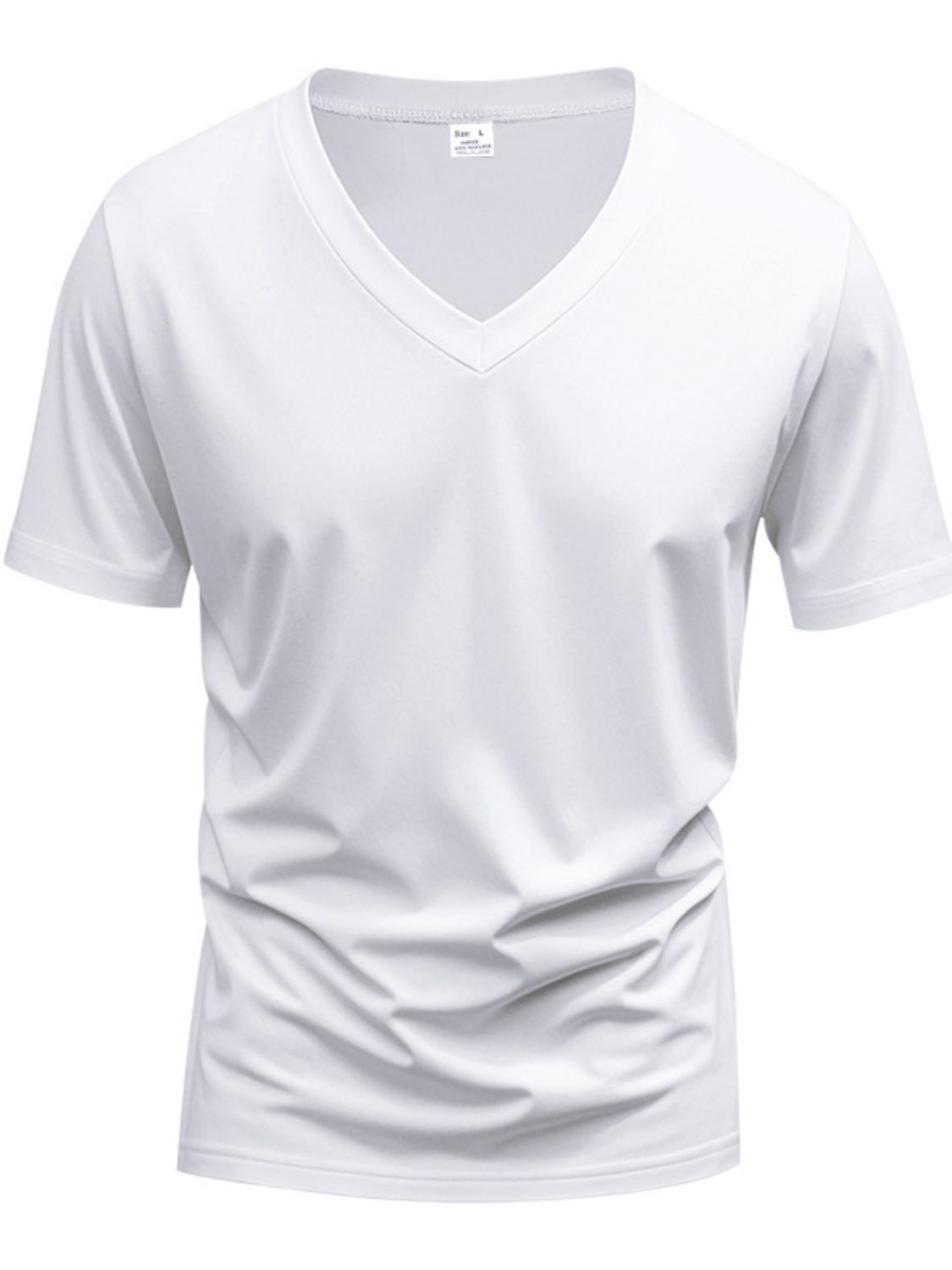 Men's Full Size V-Neck Short Sleeve T-Shirt Plus Size White