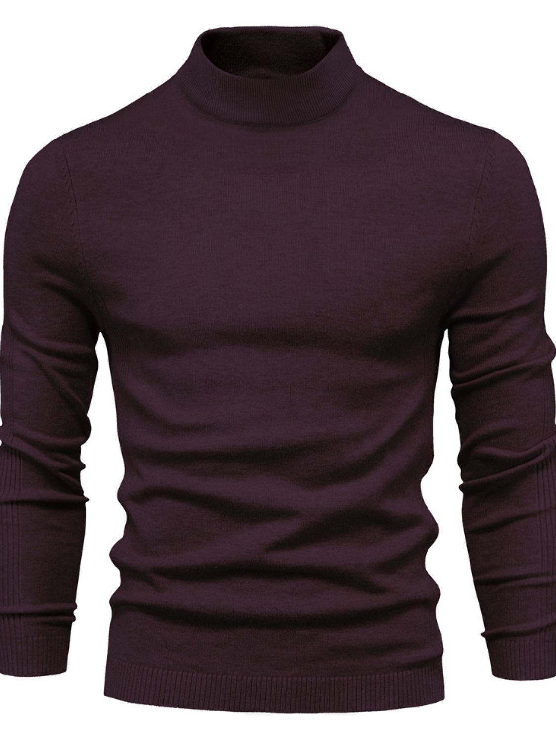 Men's Mock Neck Long Sleeve Sweater Plum Purple