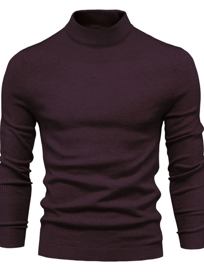 Men's Mock Neck Long Sleeve Sweater Plum Purple