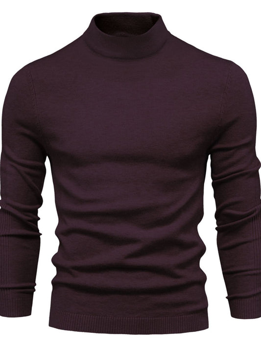 Men's Mock Neck Long Sleeve Sweater Plum Purple