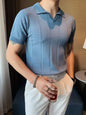Men's Plus Size Collared Neck Short Sleeve Polo Dusty Blue