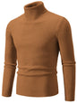 Men's Turtleneck Long Sleeve Ribbed Sweater Caramel