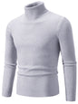 Men's Turtleneck Long Sleeve Ribbed Sweater Gray