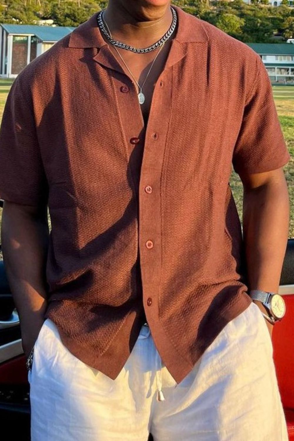Men's Plus Size Button Down Short Sleeve Shirt