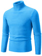 Men's Turtleneck Long Sleeve Ribbed Sweater Sky Blue